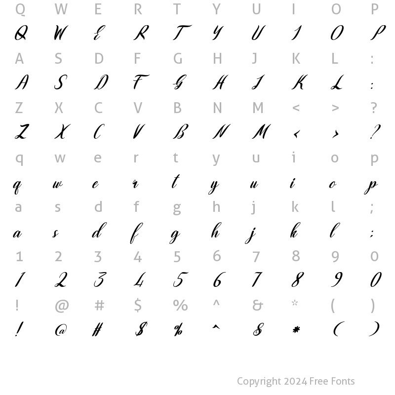 Character Map of Asyadem Regular