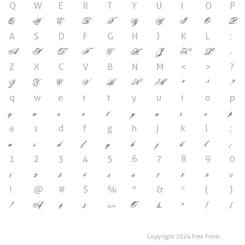 Character Map of At Flemish Script II Regular