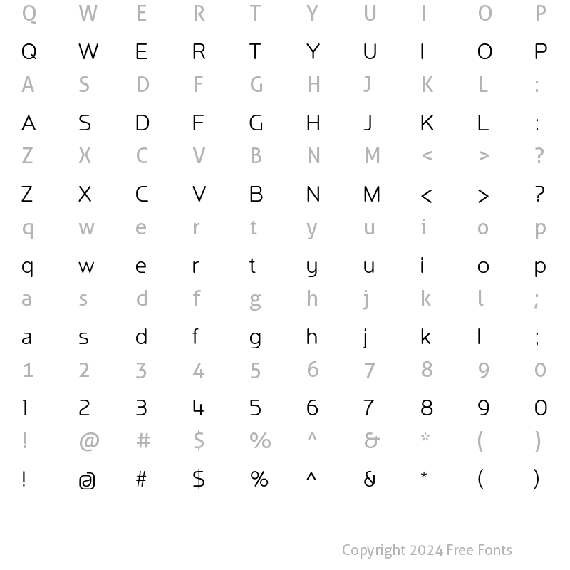 Character Map of Ata Rounded 45 Light