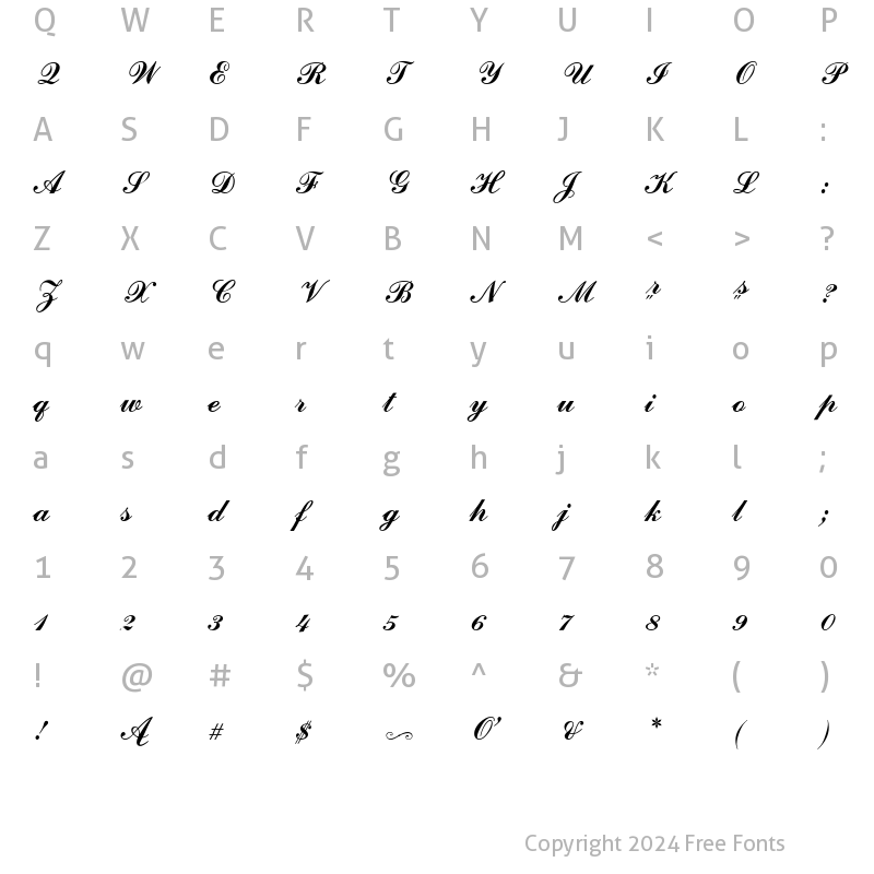 Character Map of ATCommercialScript Regular