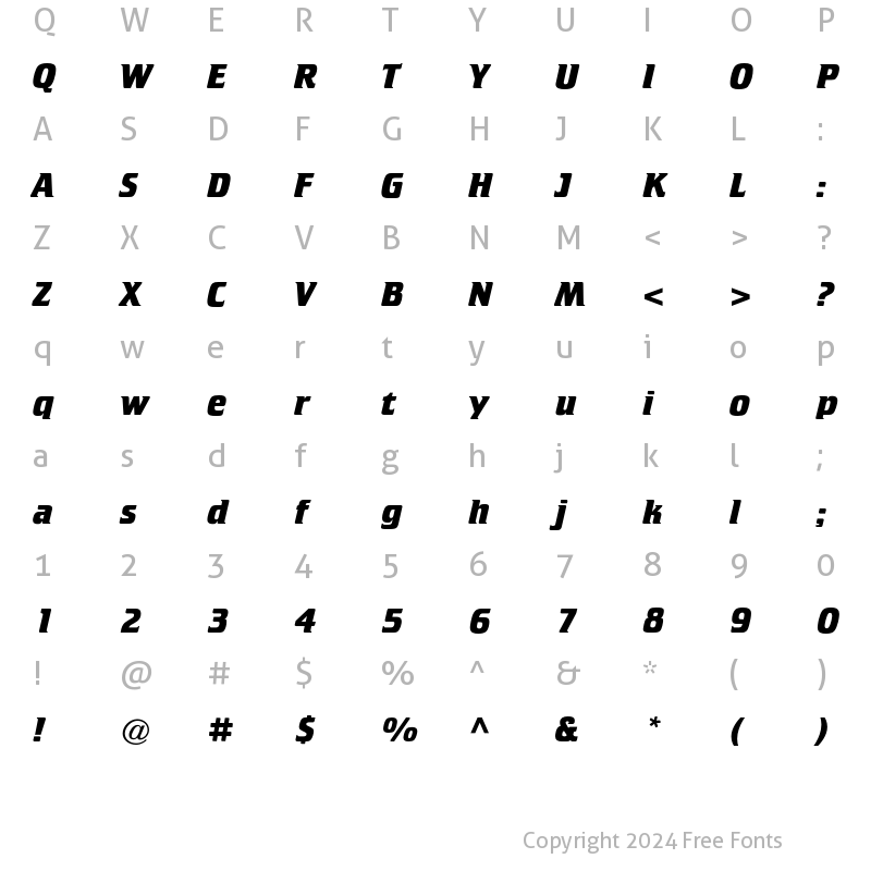 Character Map of ATCrillee Bold Italic