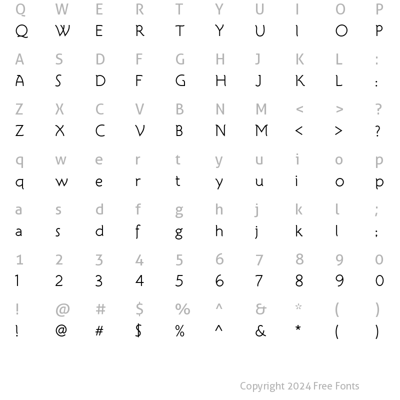 Character Map of Atelier Sans ITC Std Book