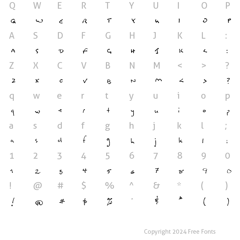 Character Map of ATF Bosin Regular