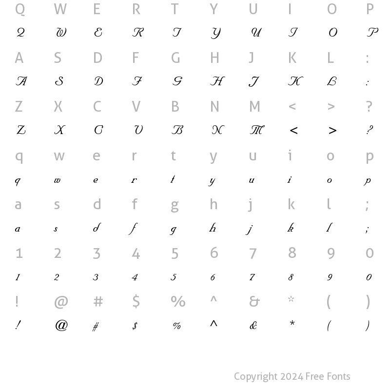 Character Map of ATFloridianScript Regular