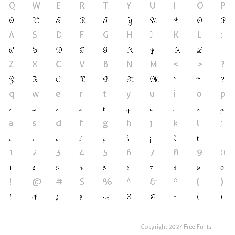 Character Map of ATFrenchScript Regular