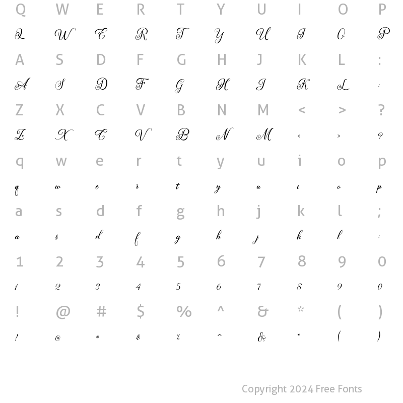 Character Map of Athan Script Regular