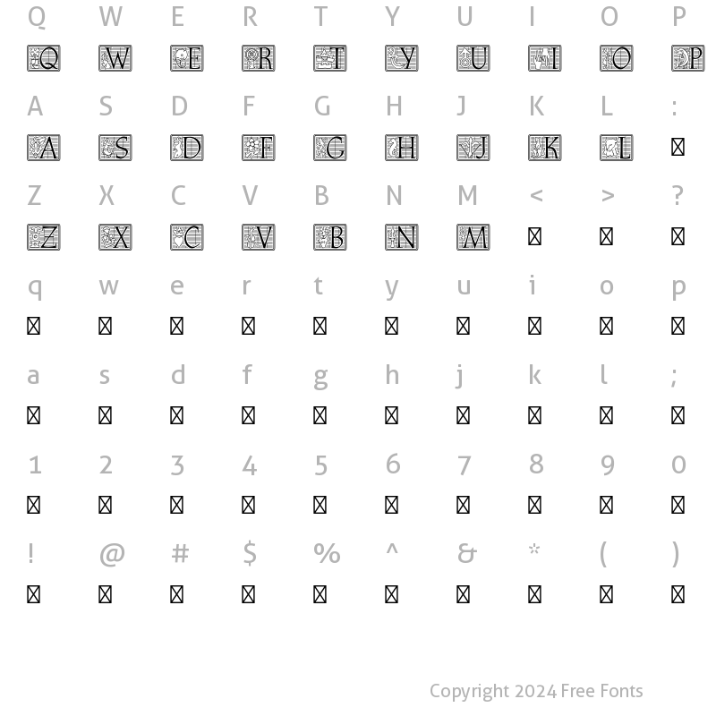 Character Map of Athenaeum Initial Positive Std Regular