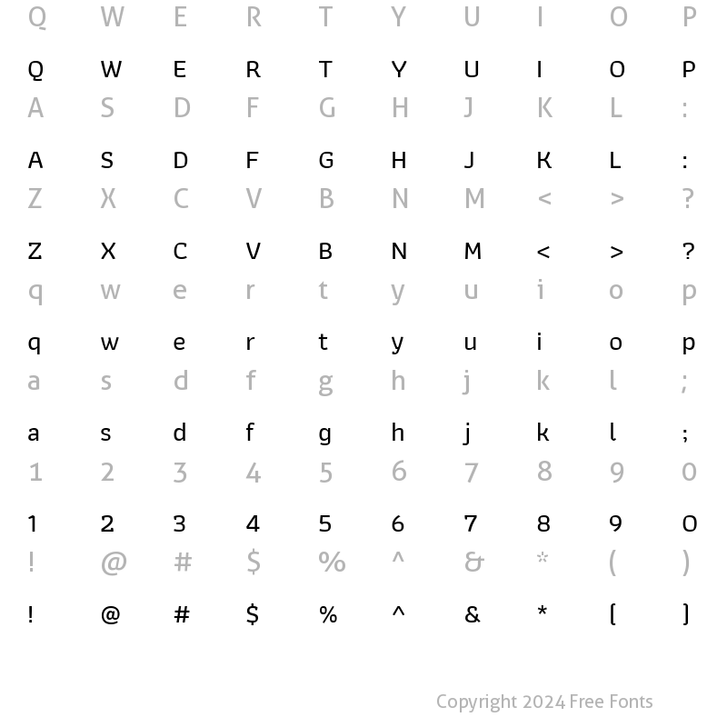 Character Map of Athiti Medium