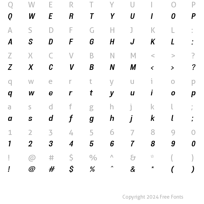 Character Map of Atiga SemiBold Italic