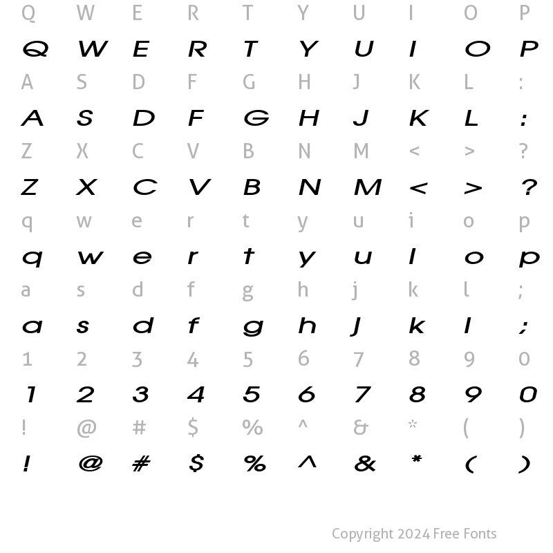 Character Map of Atilla Extended BoldItalic