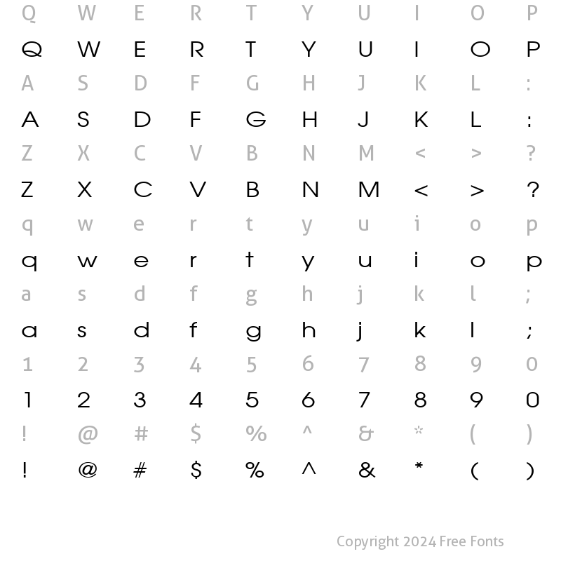 Character Map of Atilla Wide Normal