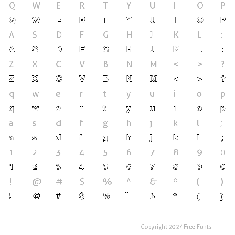 Character Map of AtkinsOutline Bold