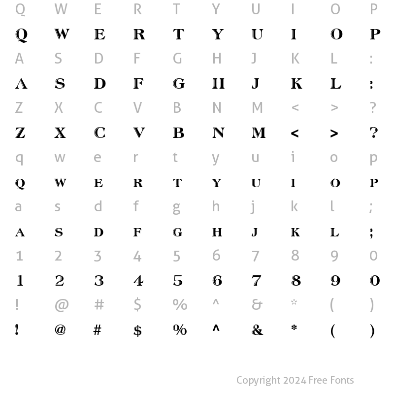 Character Map of Atlantic Inline Regular