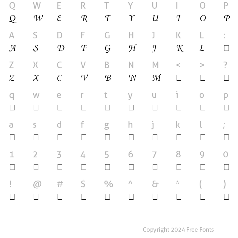 Character Map of Atlantix Swash SSi Italic