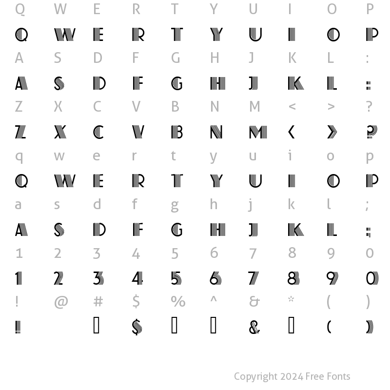 Character Map of Atlas Deco B Regular