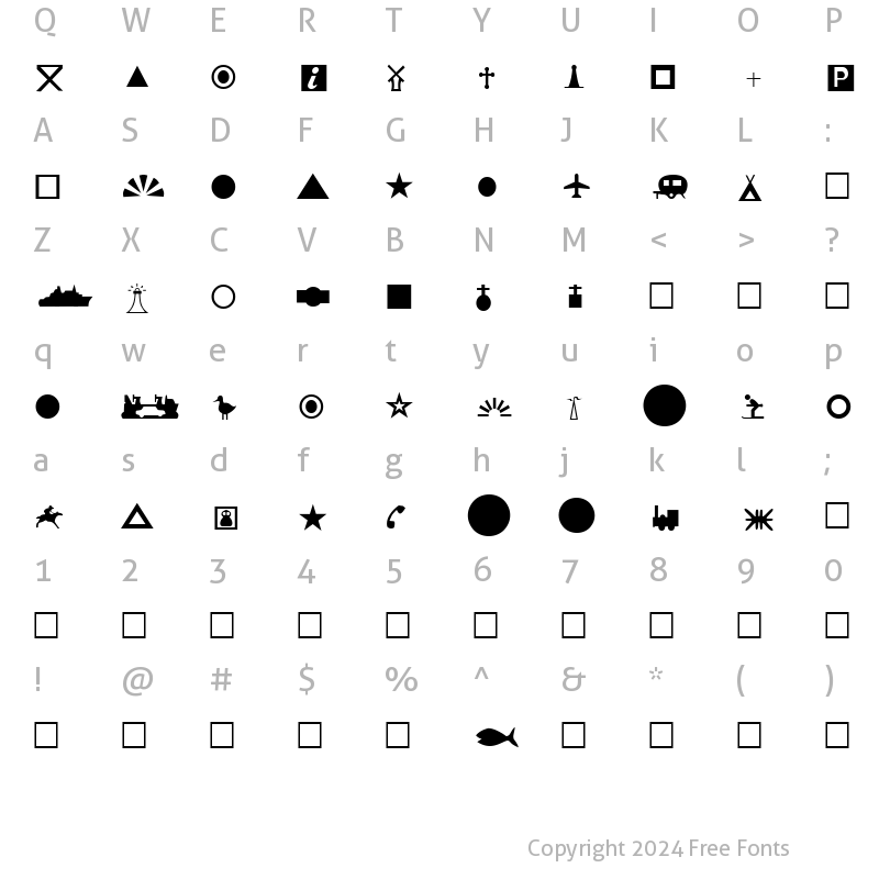 Character Map of ATLAS97 Symbol 1 Regular