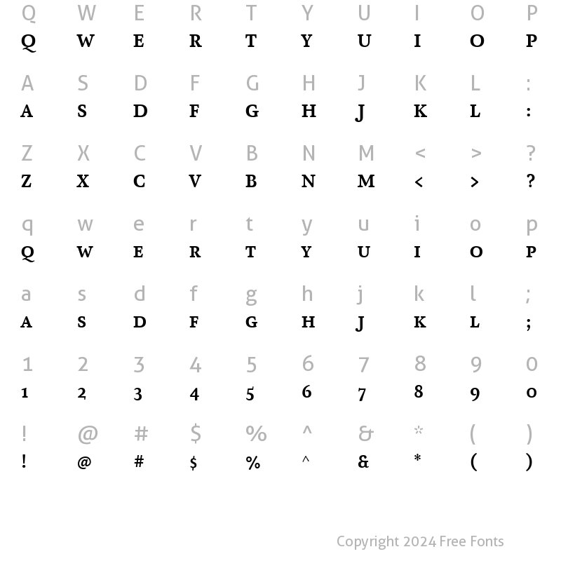 Character Map of AtmaSerif-BoldRomanQC Regular