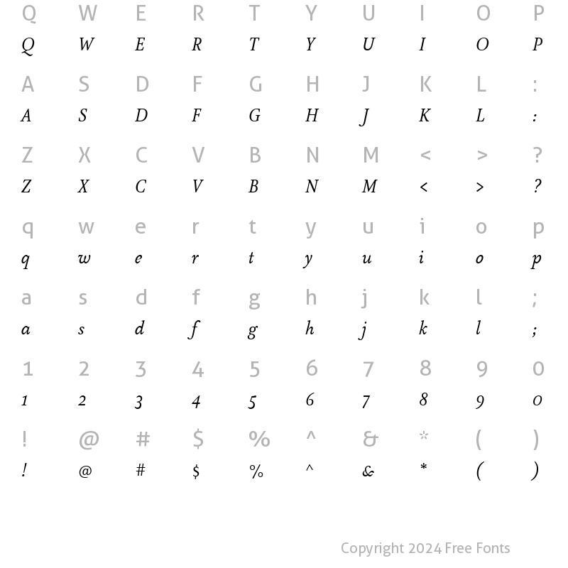 Character Map of AtmaSerif-BookItalic Regular