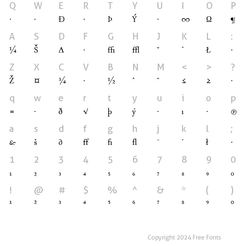 Character Map of AtmaSerifExp-BookRoman Regular