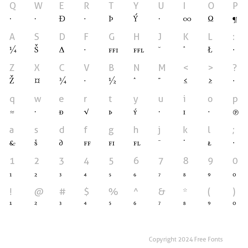 Character Map of AtmaSerifExp-BookRomanSC Regular