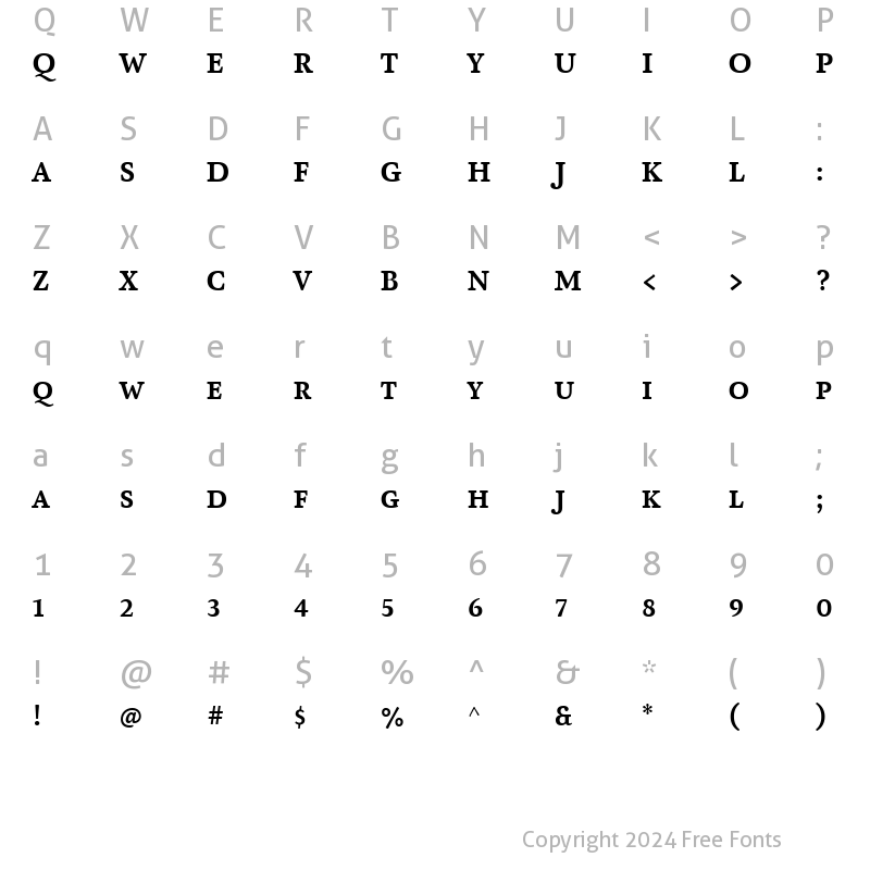 Character Map of AtmaSerifLF-BoldRomanQC Regular