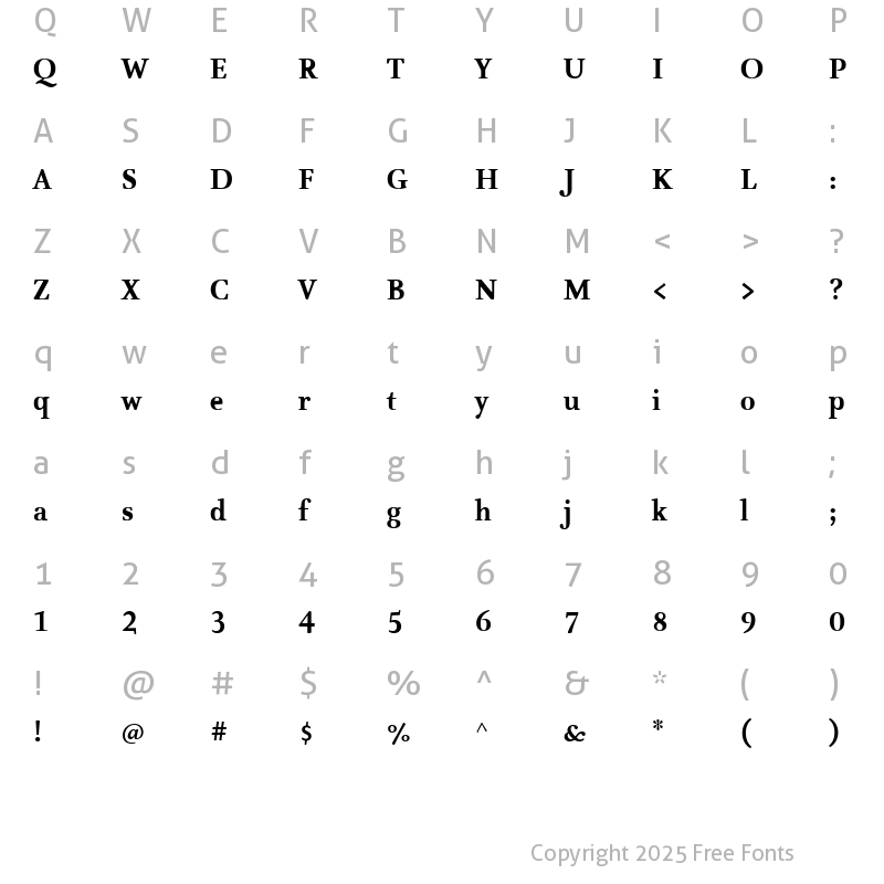 Character Map of AtmaSerifTF-BoldRoman Regular