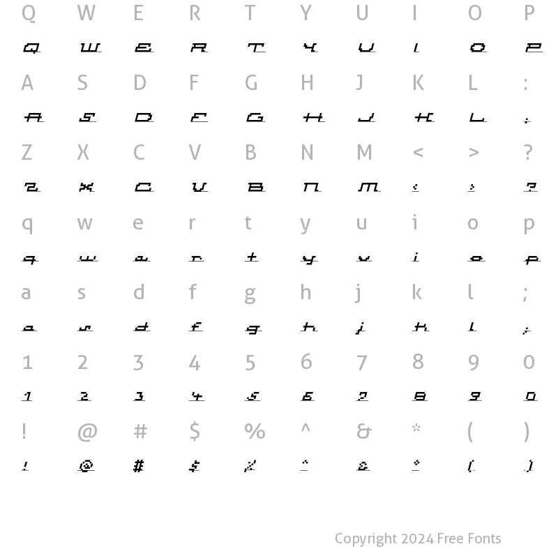 Character Map of Atomic InlineScript Italic