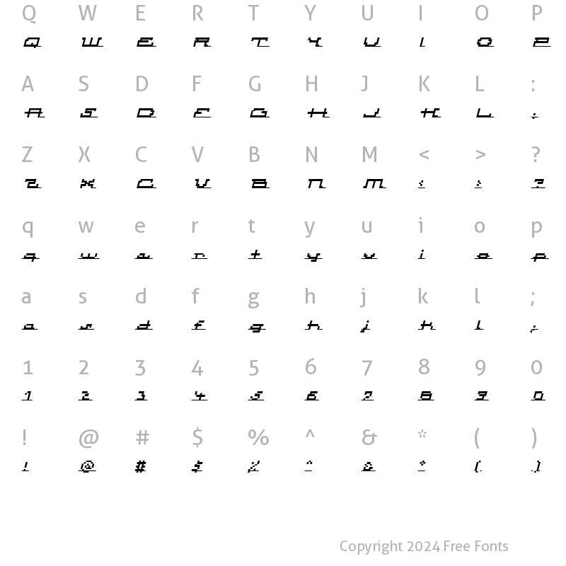 Character Map of Atomic InlineScriptItalic