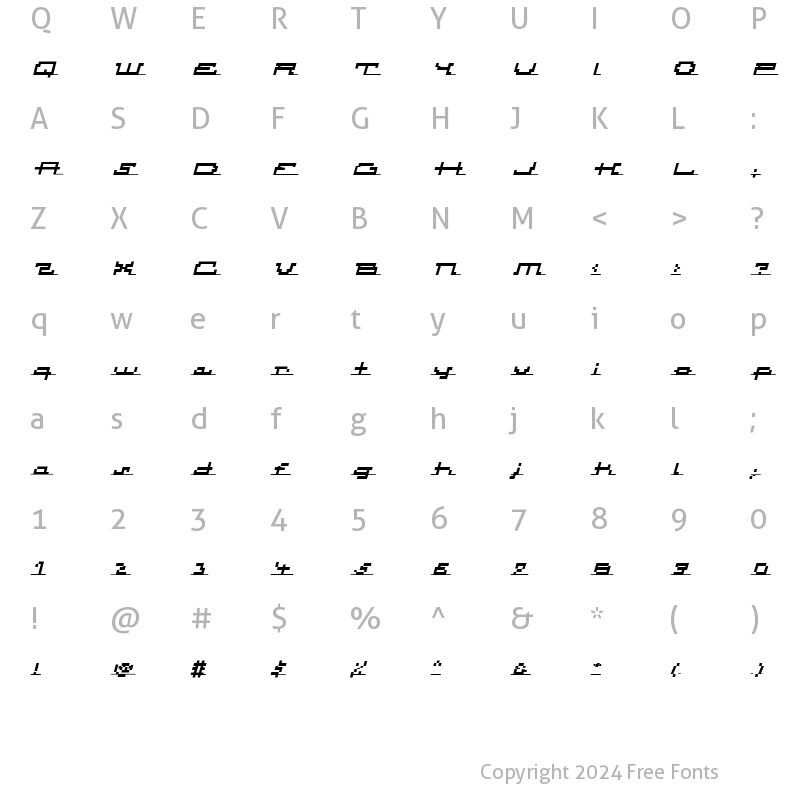 Character Map of Atomic Italic