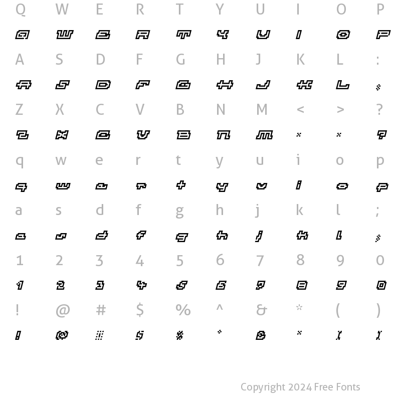 Character Map of Atomic Outline Italic
