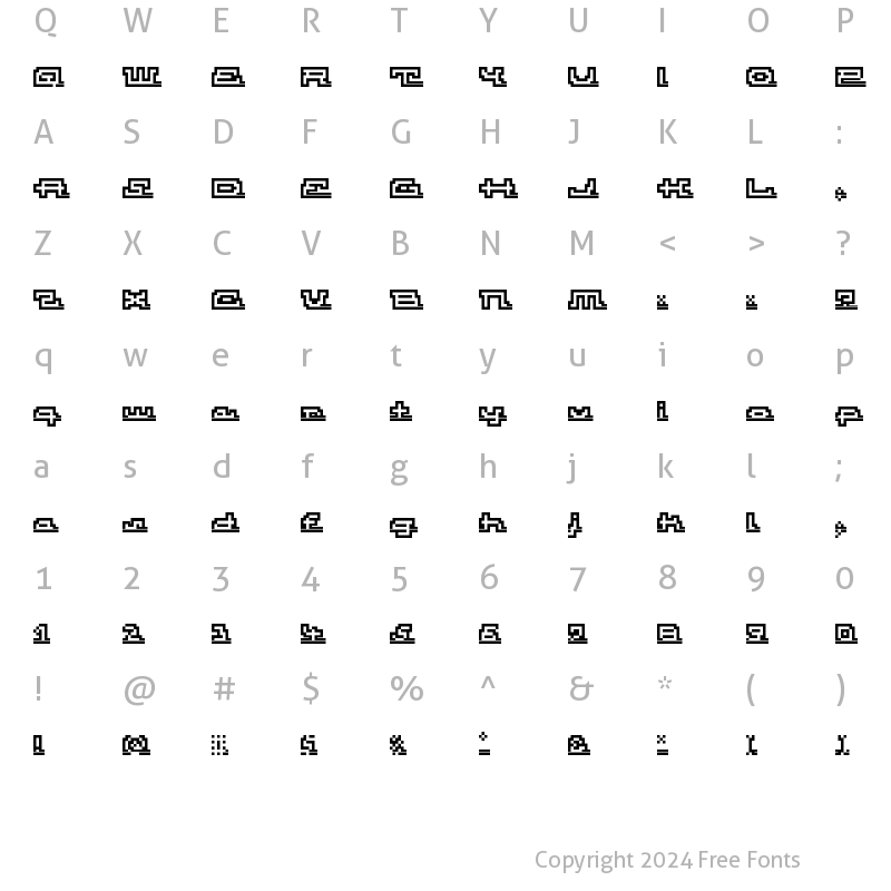 Character Map of Atomic OutlineScript Regular