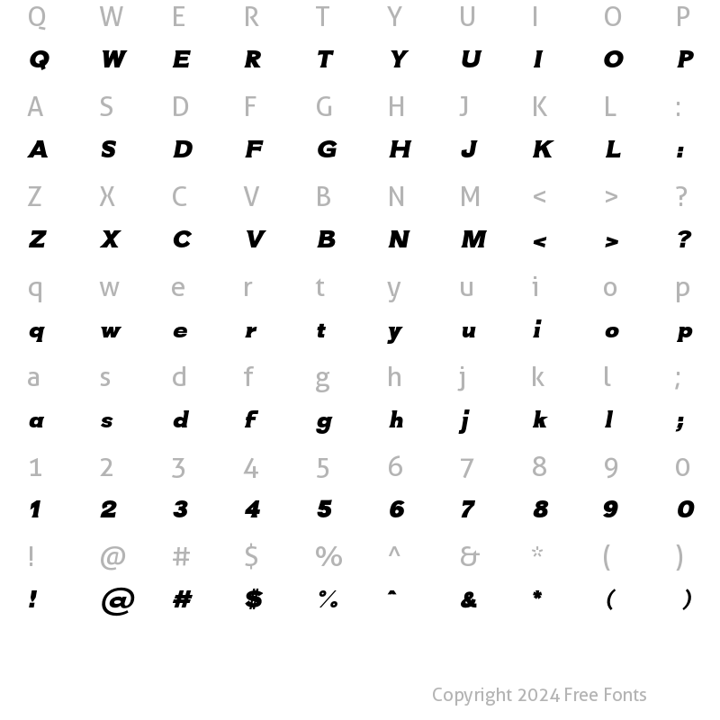 Character Map of ATOMIC regular-italic