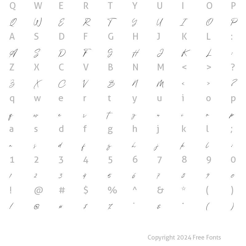 Character Map of Attaira Regular