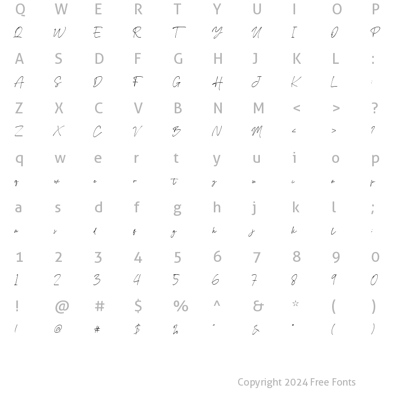 Character Map of Attang Script Regular