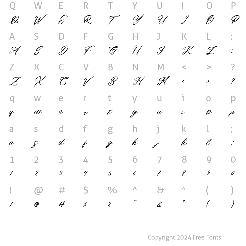 Character Map of Attas Italic Italic