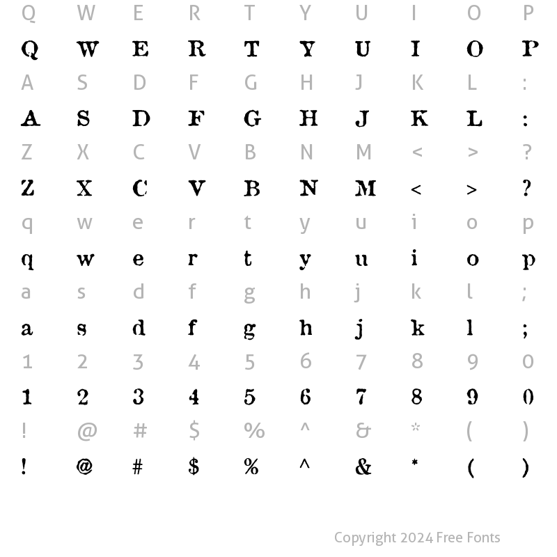 Character Map of AtticAntique Regular