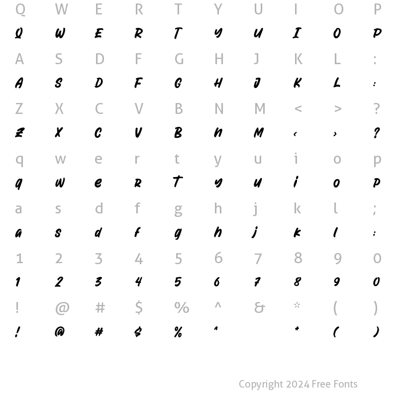 Character Map of Attractype Reborn Regular