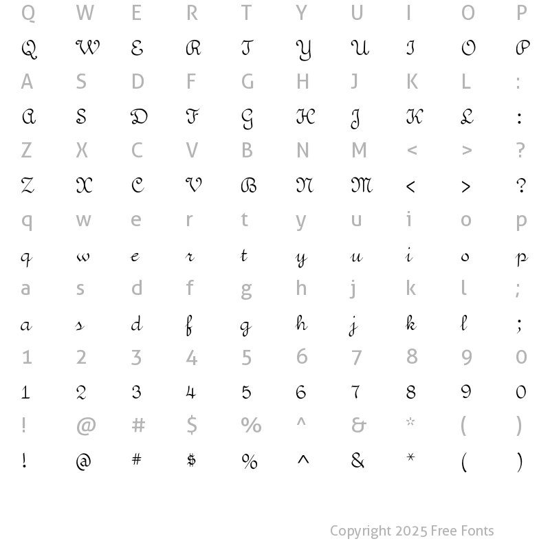 Character Map of Aubergine Regular