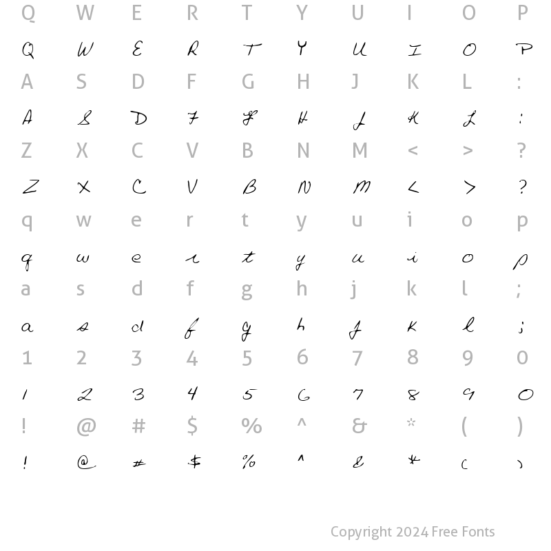 Character Map of AubreysHand Regular