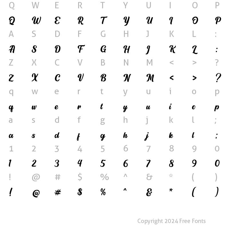 Character Map of Auckland Hills Regular