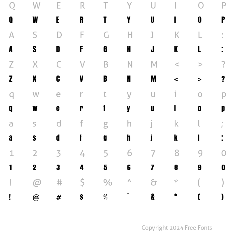 Character Map of Auckland Regular