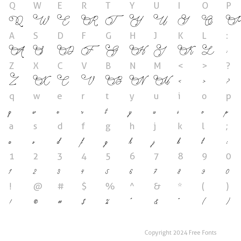 Character Map of Audrena Regular