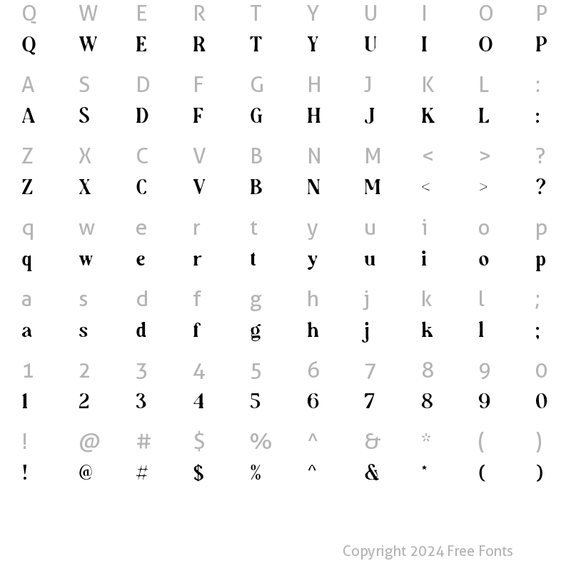 Character Map of Audrey Mirages Regular