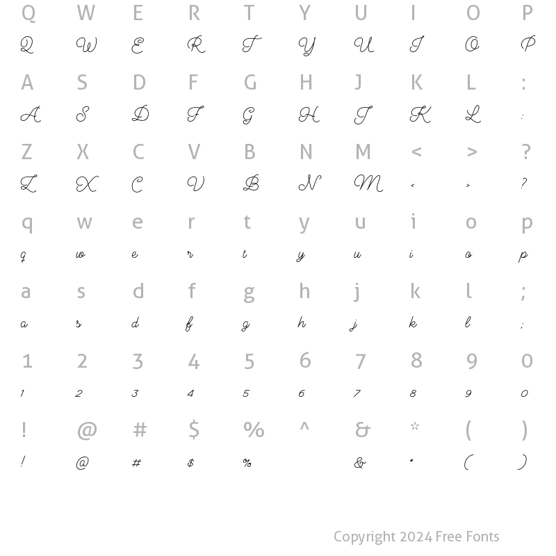 Character Map of Audrey Script Bold