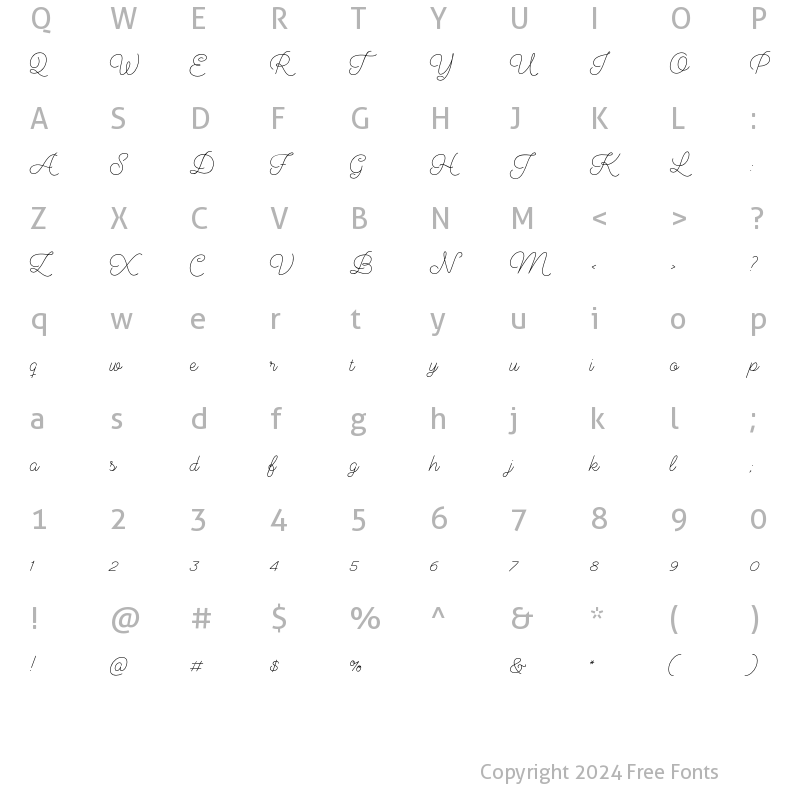 Character Map of Audrey Script