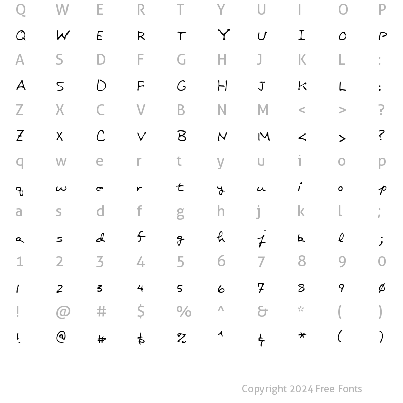 Character Map of AudreysHand Regular