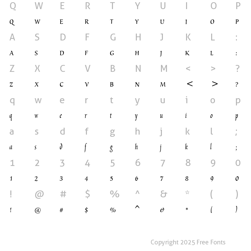 Character Map of AudreyTwo SWC Regular