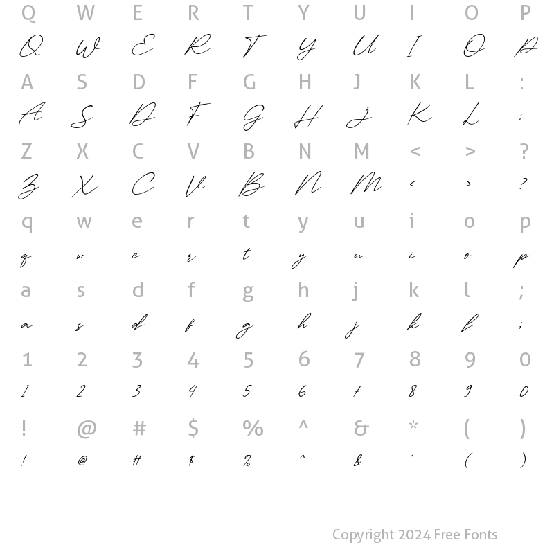 Character Map of Audys Italic