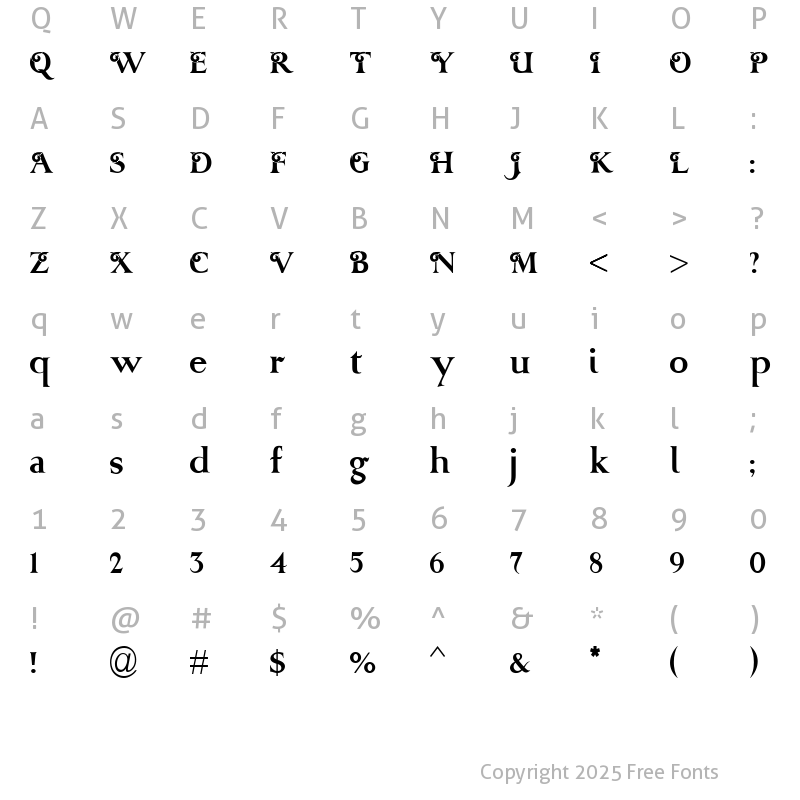 Character Map of Aufal Seters Serif alt Regular