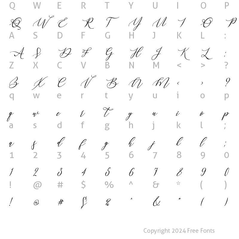 Character Map of Aughlesia Italic